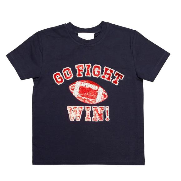 NEW BELLE CHER girl's go fight win shirt in navy blue
